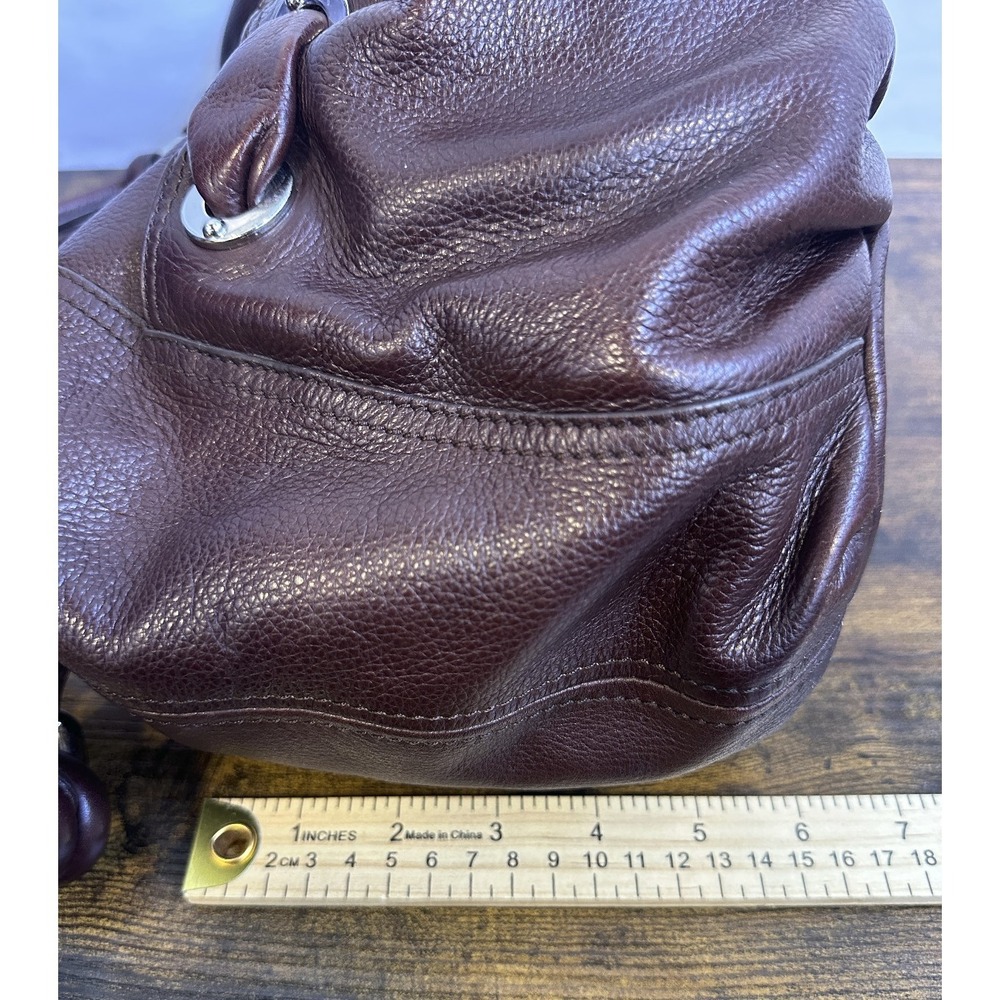 B. Makowsky Espresso Brown Pebbled Leather Hobo Bag Silver Hardware Western Boho - Picture 12 of 16